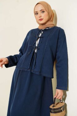 Alternative Ansicht von Front Tied Denim Skirt Set Blue