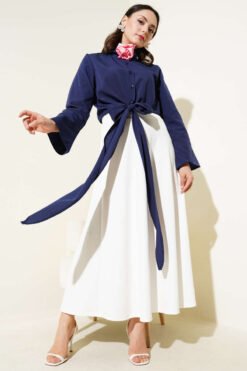 Alternative view of Front Tie Short Shirt Navy Blue