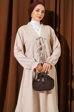 Alternative Ansicht von Laced Front Tree Bark Skirt Set Beige