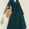 Laced Front Tree Bark Skirt Set Emerald
