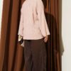 Laced Front Tree Bark Kimono Beige – Bild 3