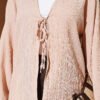 Laced Front Tree Bark Kimono Beige – Bild 4
