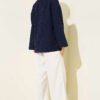 Laced Front Tree Bark Kimono Navy Blue - Image 3
