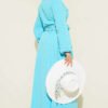 Laced Front Gold Buttoned Skirt Set Baby Blue wholesale clothing set view 3 - Hicabistan Turkey factory