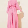 Laced Front Gold Buttoned Skirt Set Pink wholesale clothing set view 3 - Hicabistan Turkey factory