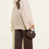 ⁦Laced Front Oversize Tulle Kimono Beige⁩ - الصورة ⁦3⁩
