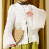 Laced Front Oversize Tulle Kimono White