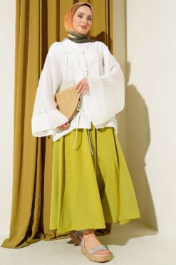 Vue alternative de Laced Front Oversize Tulle Kimono White