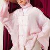 Laced Front Oversize Tulle Kimono Pink