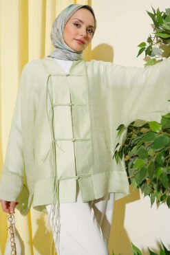 Laced Front Oversize Tulle Kimono