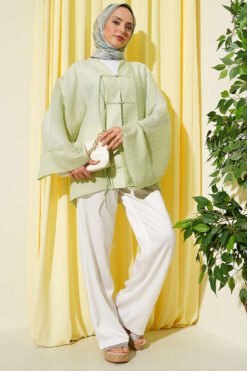 Vue alternative de Laced Front Oversize Tulle Kimono