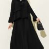 Tie-Front Layered Ruffled Skirt Set Black