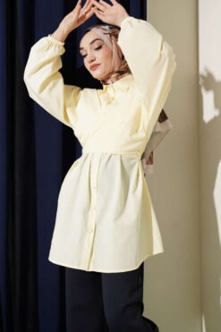 Cross-Front Tied Shirt Yellow