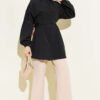 Cross-Front Tied Shirt Black – Bild 2