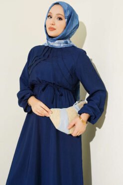 Alternative view of Ruffled Front Waistband Dress Navy Blue