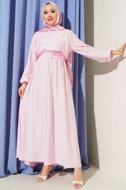Ruffled Front Waistband Dress Pink