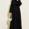 Ruffled Front Waistband Dress Black
