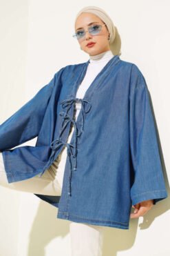 Tie-Front Denim Kimono