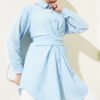 Self-Tie Front Shirt Blue