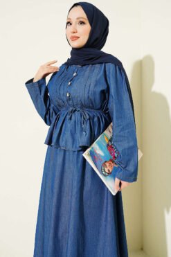 Alternative view of Two-Piece Set with Ruffled Front Denim Skirt Blue