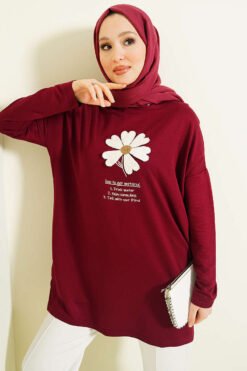 Daisy Patch Tunic Burgundy