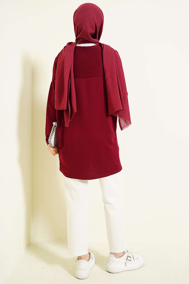 Daisy Patch Tunic Burgundy - Image 3
