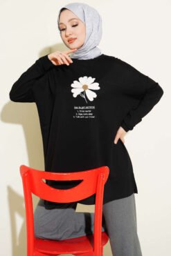 Daisy Patch Tunic Black