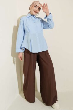 Alternative Ansicht von Short Shirt with Front Pleat Detail Blue