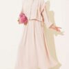 Dress with Bolero and Pleated Details Beige