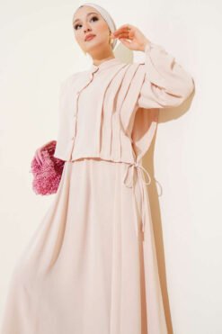 Alternative Ansicht von Dress with Bolero and Pleated Details Beige