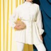 Pleated Button-Up Shirt Yellow
