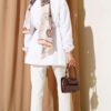 Pleated Front Terikoton Shirt White - Imagen 3