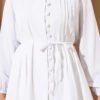 Pleated Front Terikoton Shirt White - Imagen 4