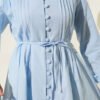 Pleated Front Terikoton Shirt Blue - Imagen 4