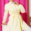 Pleated Front Terikoton Shirt Yellow