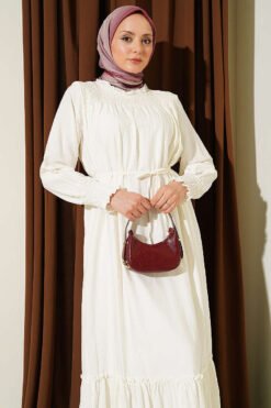 Alternative Ansicht von Dress with Ruffled Sleeves and Waist Detail Ecru