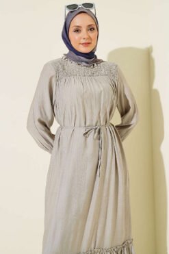 Alternative Ansicht von Dress with Ruffled Sleeves and Waist Detail Grey