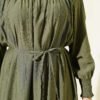Dress with Ruffled Sleeves and Waist Detail Khaki wholesale dress view 4 - Hicabistan Turkey factory