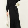 Dress with Ruffled Sleeves and Waist Detail Black