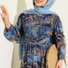 Authentic Patterned Belted Dress Blue - Imagen 2