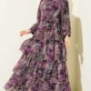 Authentic Patterned Belted Dress Purple