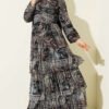 Authentic Patterned Belted Dress Black