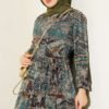 Authentic Patterned Belted Dress Green – Bild 2