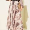Authentic Patterned Pleated Belted Skirt Brown