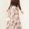 Authentic Patterned Pleated Belted Skirt Plum – Bild 2