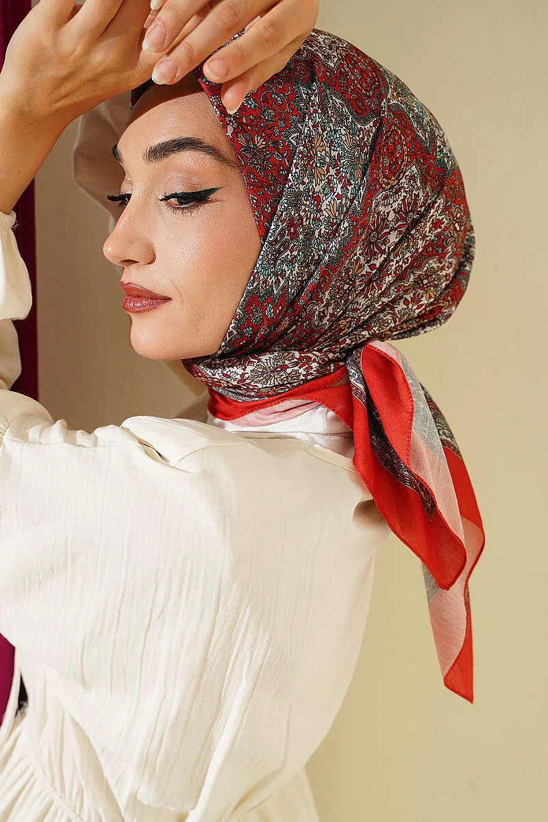 Authentic Patterned Scarf Pomegranate Blossom