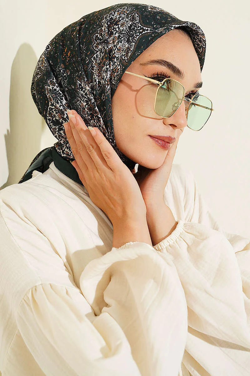 Authentic Patterned Scarf Emerald - الصورة 2