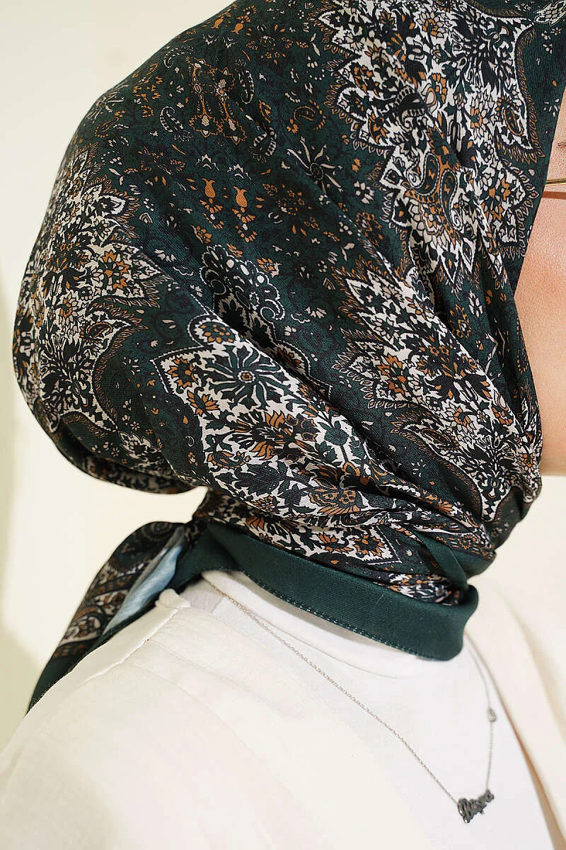 Authentic Patterned Scarf Emerald - الصورة 4