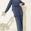 Oval Panel Tie Waist Modal Two-Piece Set Indigo