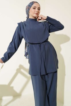 Alternative Ansicht von Oval Panel Tie Waist Modal Two-Piece Set Indigo